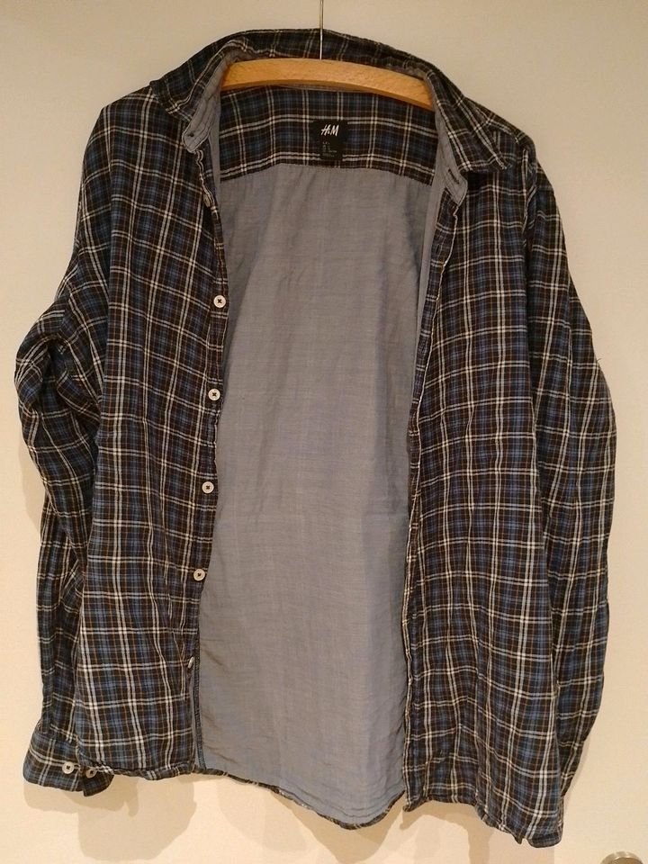 leichtes, lässiges Karo Hemd blau, weiß, gelb kariert H&M Größe L 