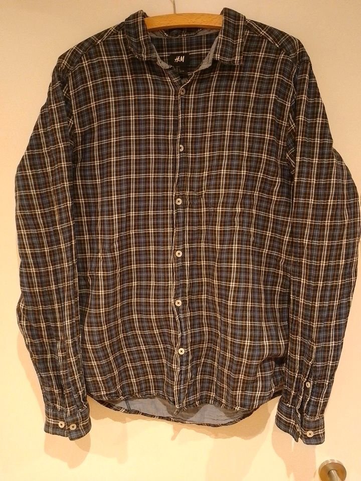 leichtes, lässiges Karo Hemd blau, weiß, gelb kariert H&M Größe L 