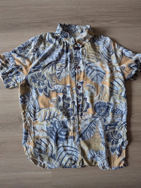 Vintage Look style Hemd muster blumen floral pflanzen Bluse Oberteil Safari 