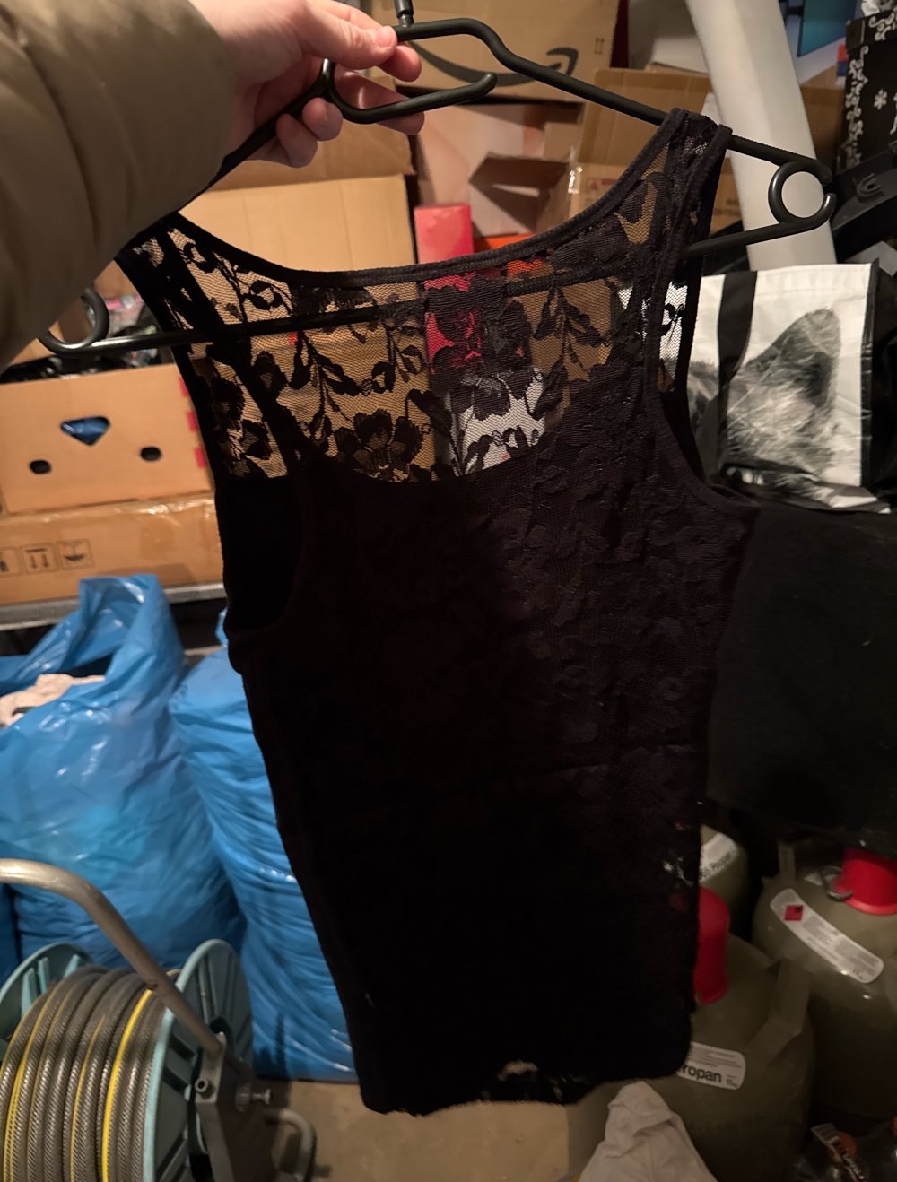 elegantes spitzen top schwarz 36/38