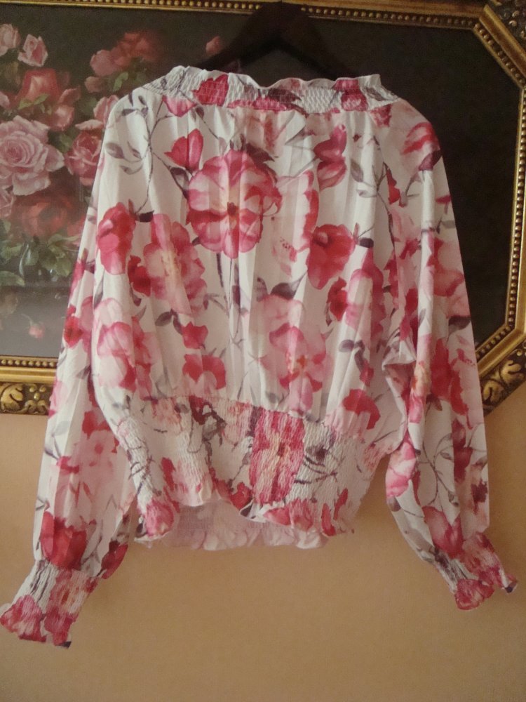 Carmenbluse Rosenprint GrXXL