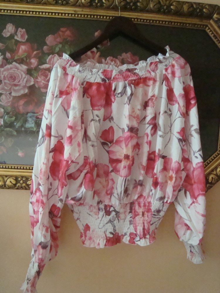 Carmenbluse Rosenprint GrXXL