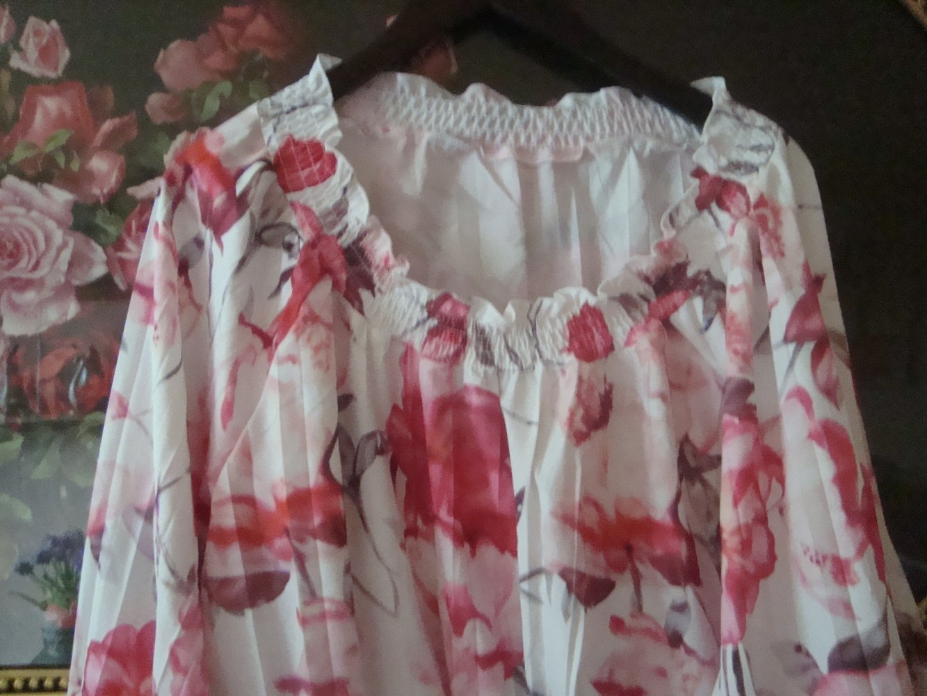 Carmenbluse Rosenprint GrXXL