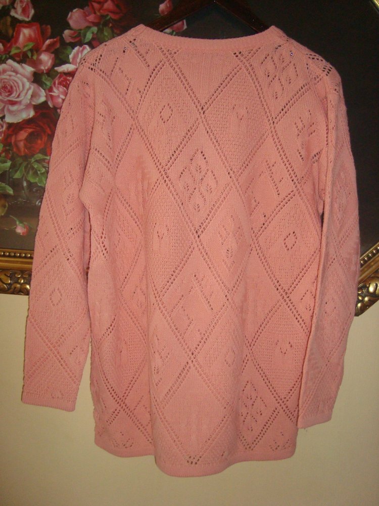 Vintage Longpullover Blatt-Lochmuster Gr.46