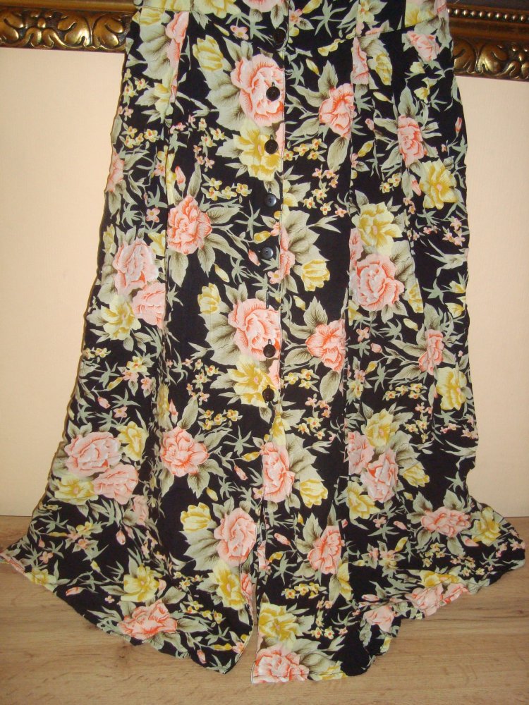 Einzigartiges Vintage Sommerkleid-Rosenprint Gr.46