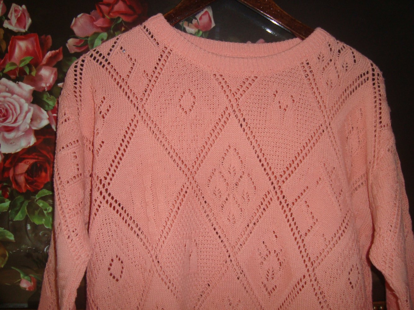Vintage Longpullover Blatt-Lochmuster Gr.46