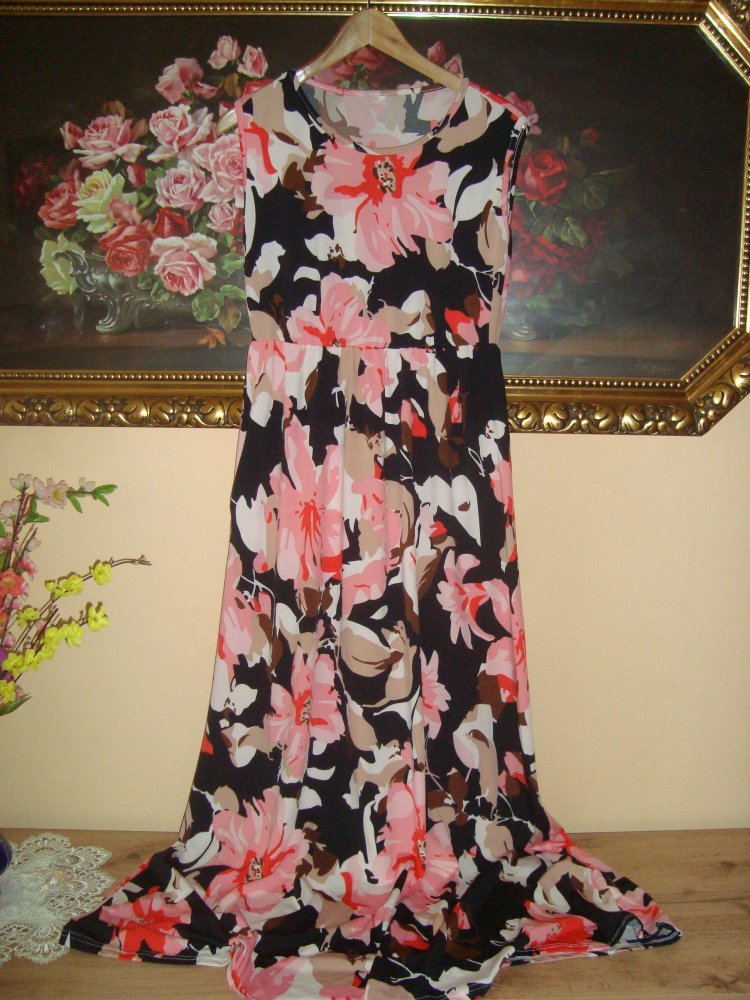 Langes Sommerkleid Blütenprint Gr.XL