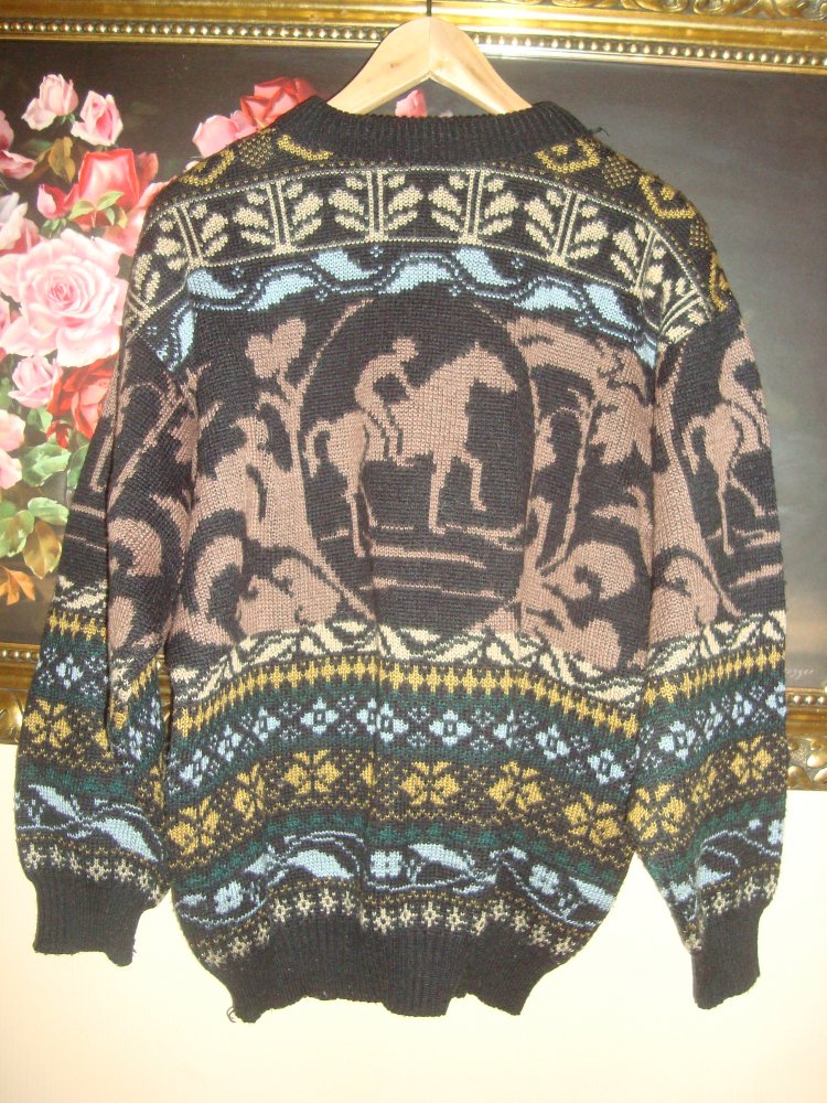 Vintage Pullover -Reitermotiv Gr.38/40