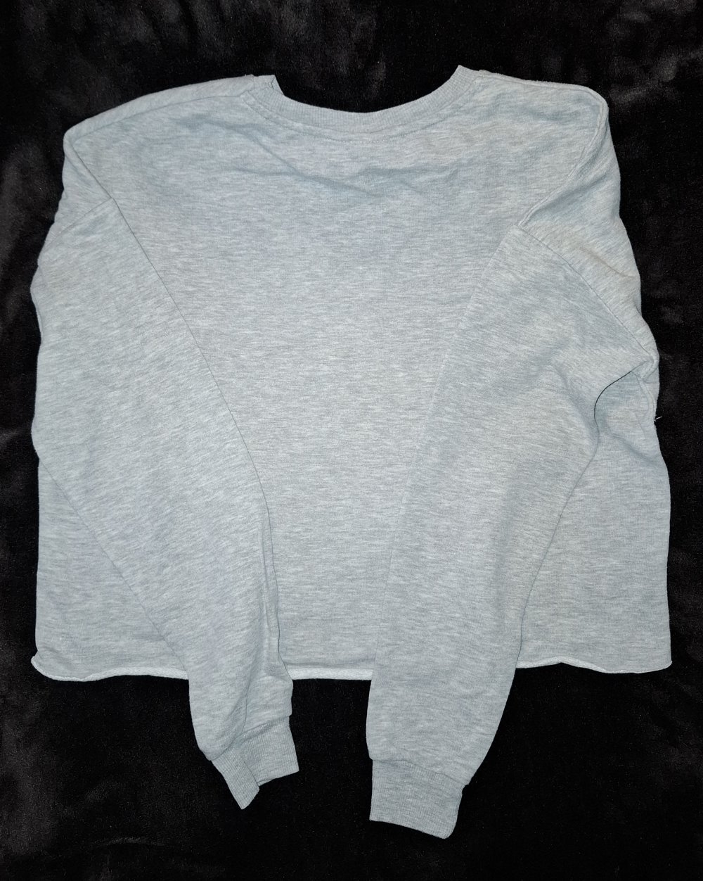 Grau melierter Crop Hoodie 