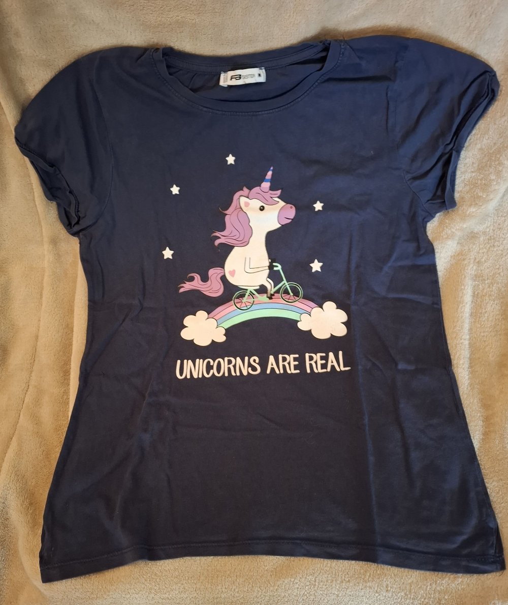 Marinefarbenes T-Shirt mit Aufdruck von FB Sister Größe M