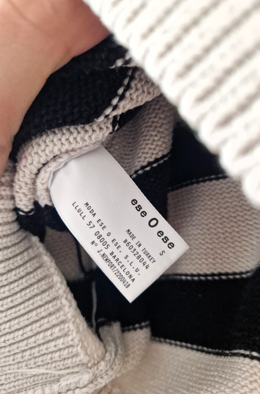 weiß schwarz gestreifter Pullover, Strick, knit wear, ese O ese
