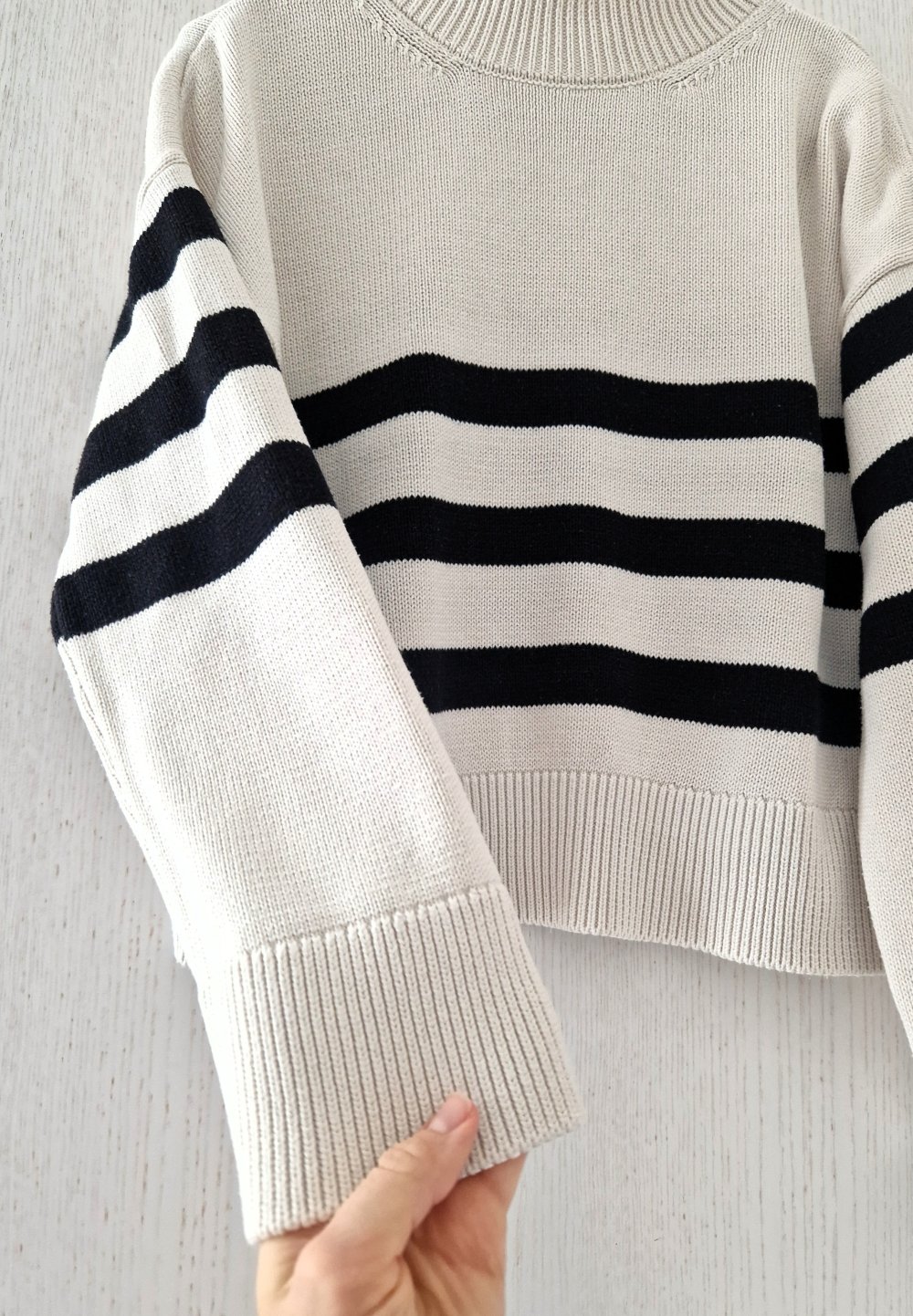 weiß schwarz gestreifter Pullover, Strick, knit wear, ese O ese