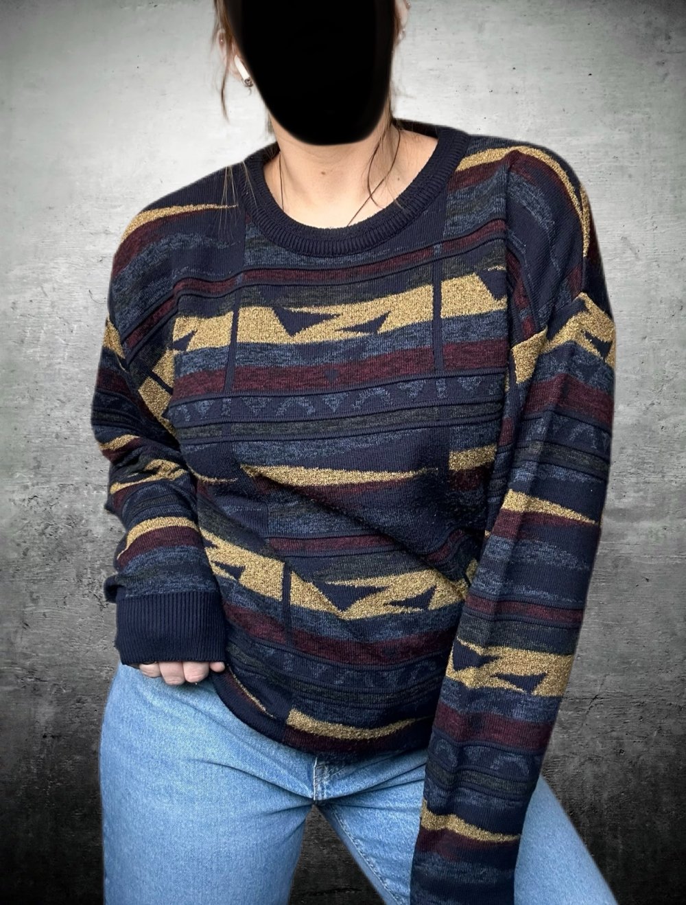 True vintage Retro Pulli Strickpullover boho hippie ethno Oversize