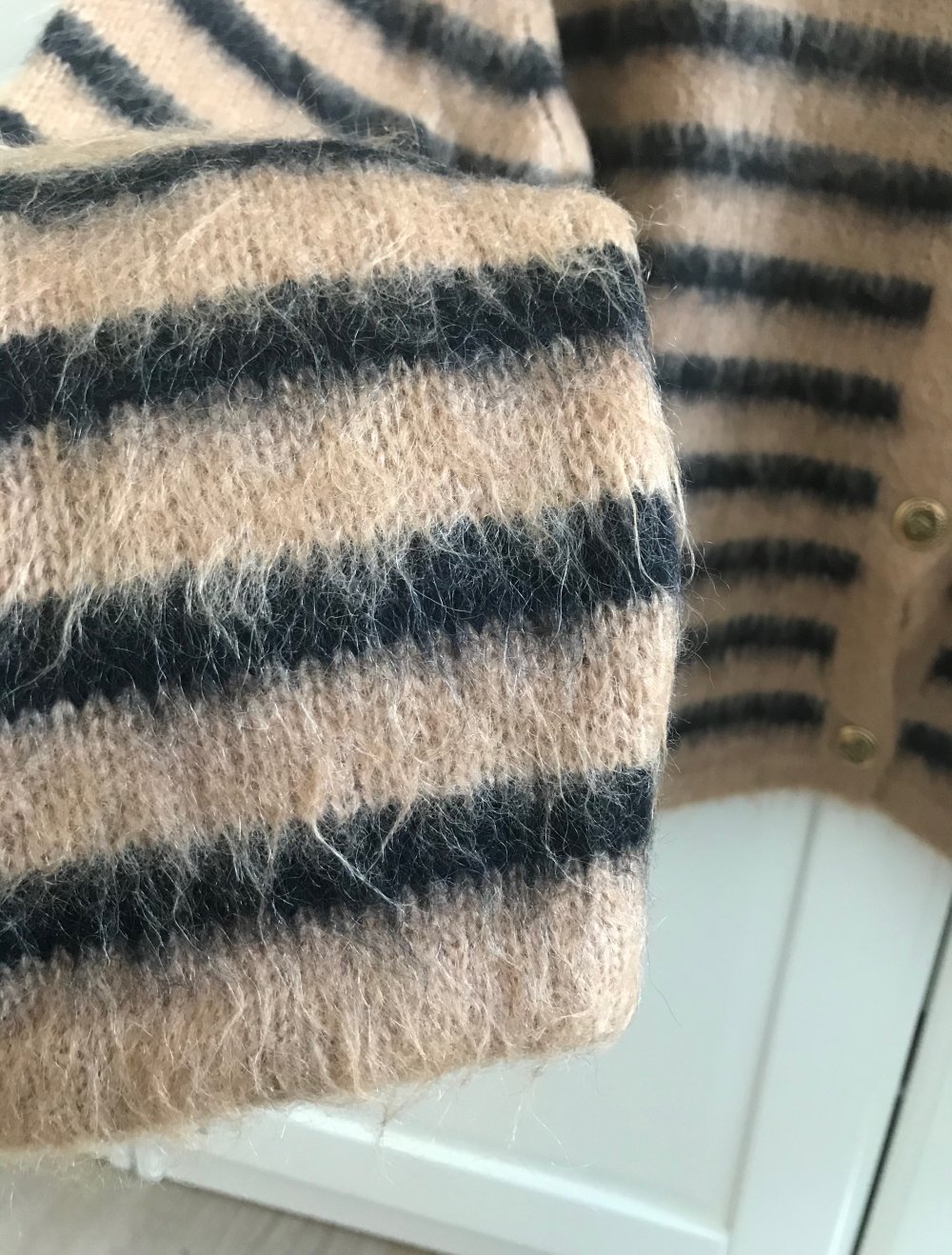 Massimo Dutti Strickjacke Cardigan Alpaka Wolle gekämmt Streifen weich blogger