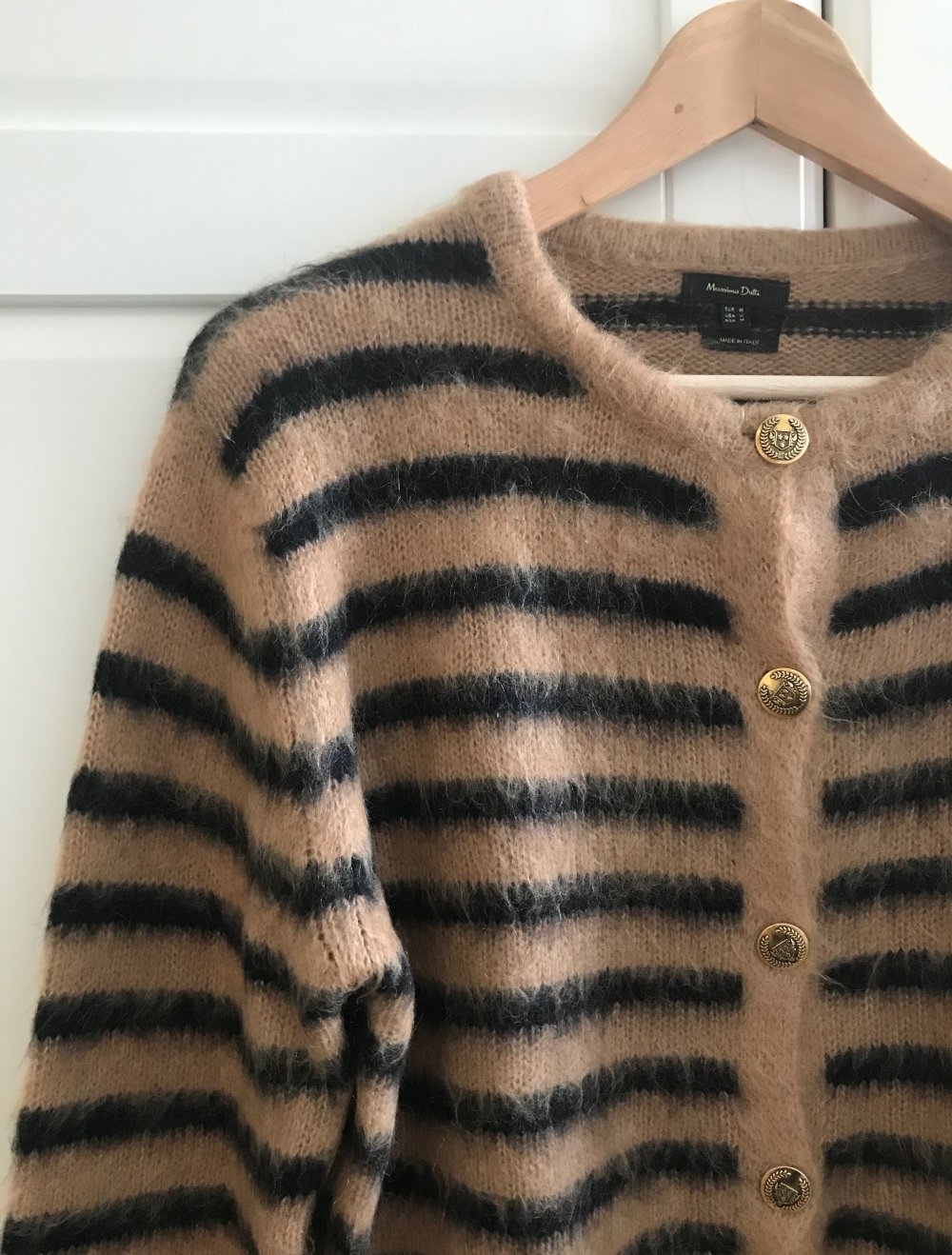 Massimo Dutti Strickjacke Cardigan Alpaka Wolle gekämmt Streifen weich blogger