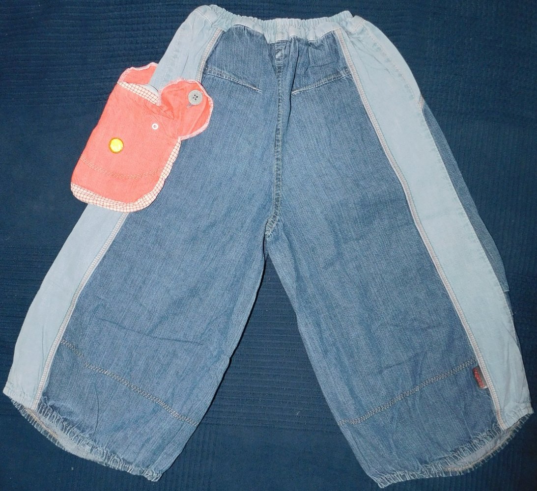 Hollandmode Schlaghose / Jeans Gr.116 mit TeddyTasche - Ragazza FadeOut