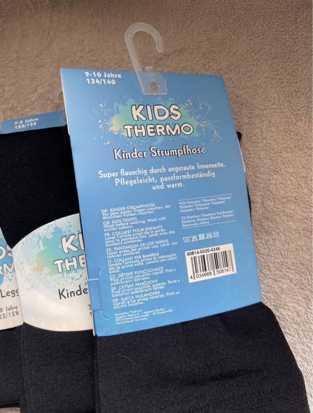 Kinder Strumpfhose,Kids thermo 128/128,134/140 Schwarz