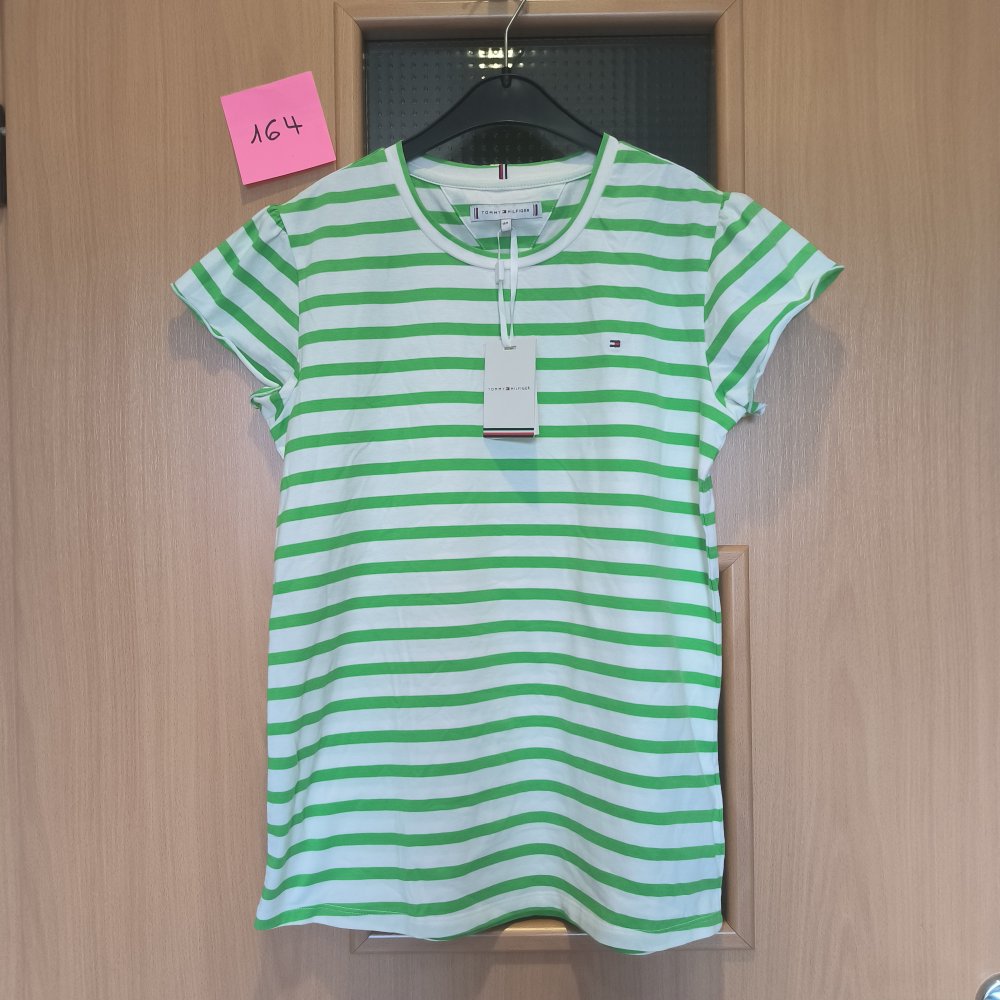 Shirt - T-Shirt - Größe 164 - von Tommy Hilfiger - grün / weiß - NEU mit Etikett
