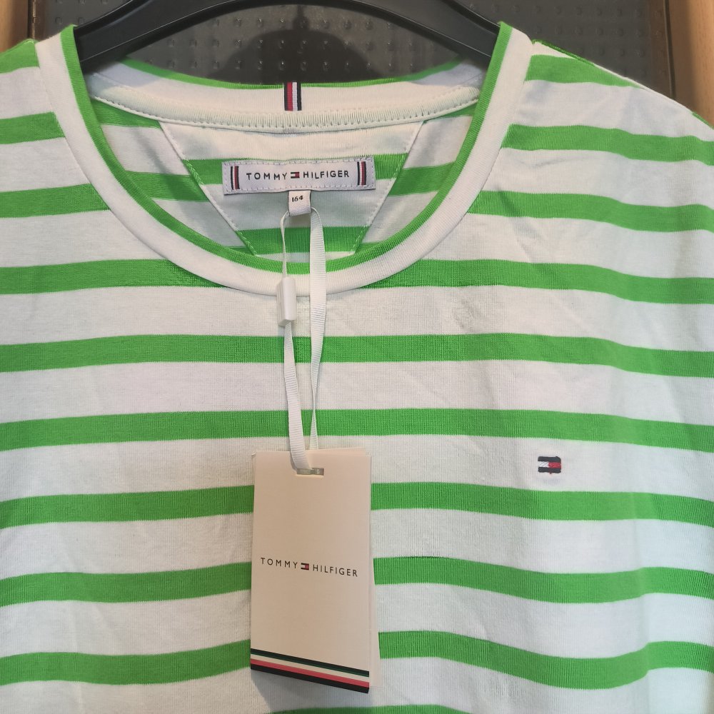 Shirt - T-Shirt - Größe 164 - von Tommy Hilfiger - grün / weiß - NEU mit Etikett