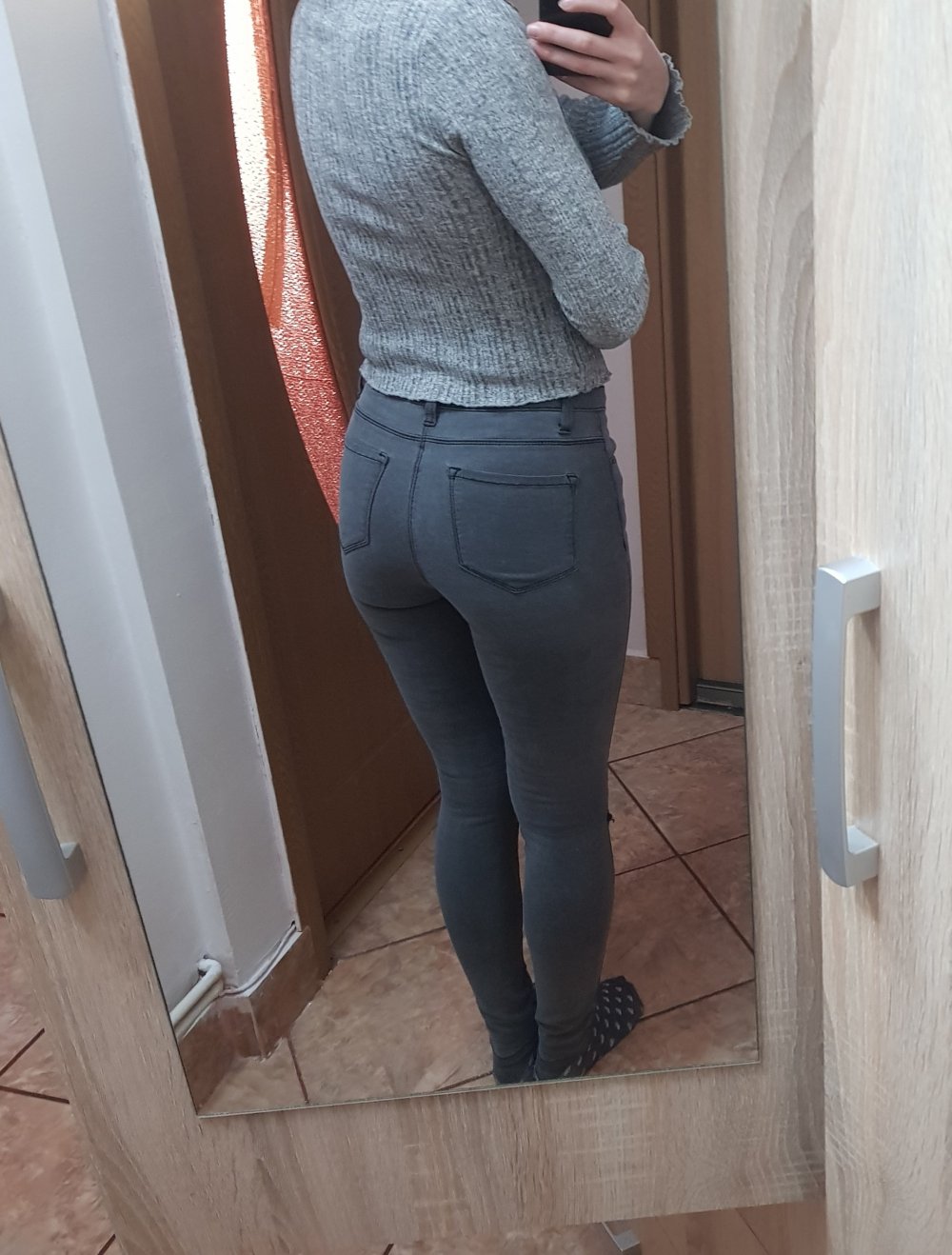 Stretch Jeans Hose Damen Grau S 36 Stretchy Jeanshose Röhrenhose Röhrenjeans