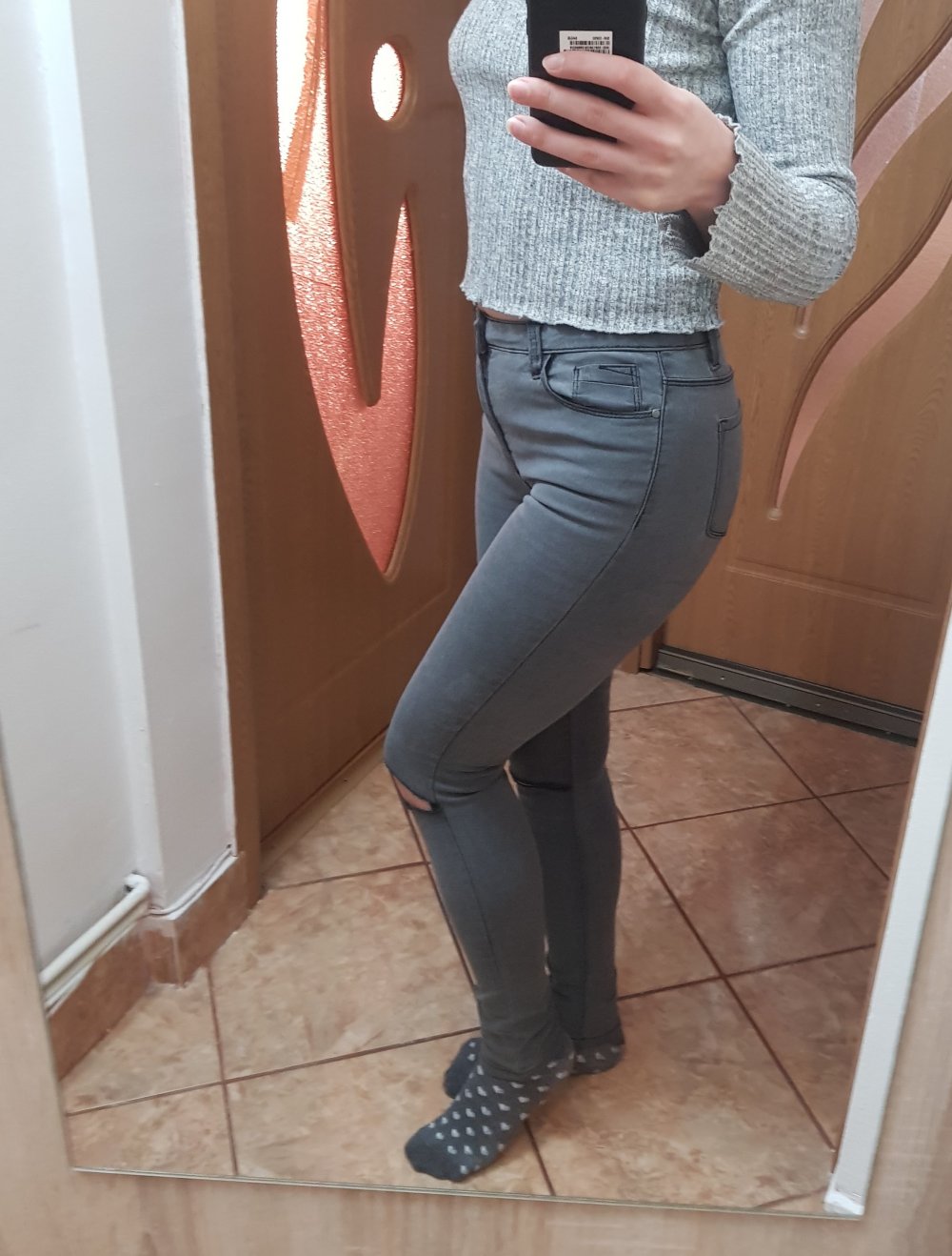 Stretch Jeans Hose Damen Grau S 36 Stretchy Jeanshose Röhrenhose Röhrenjeans