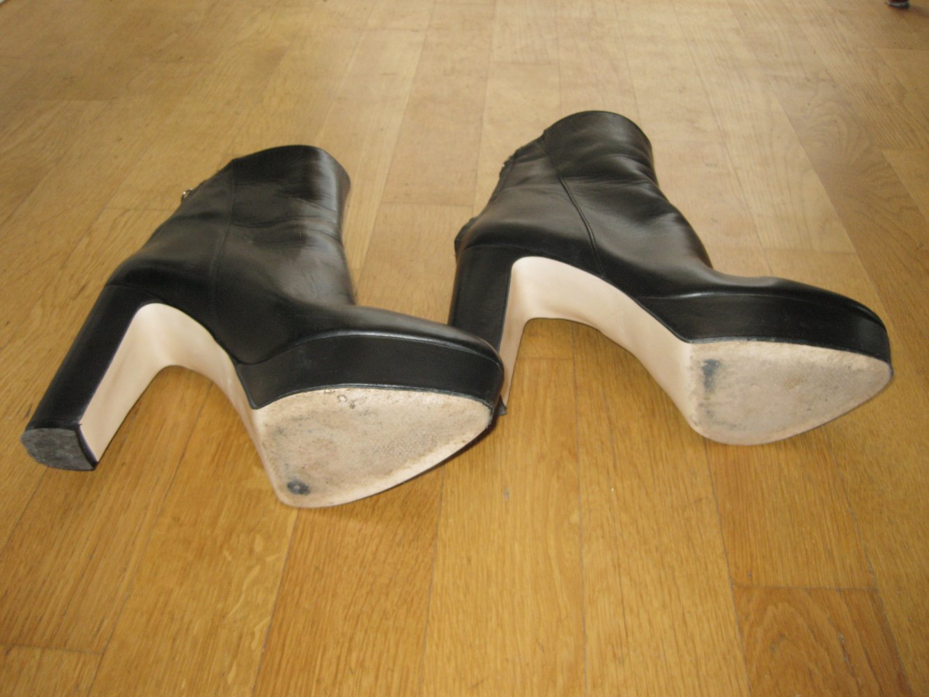Zara Stiefeletten schwarz Plateau Leder 40