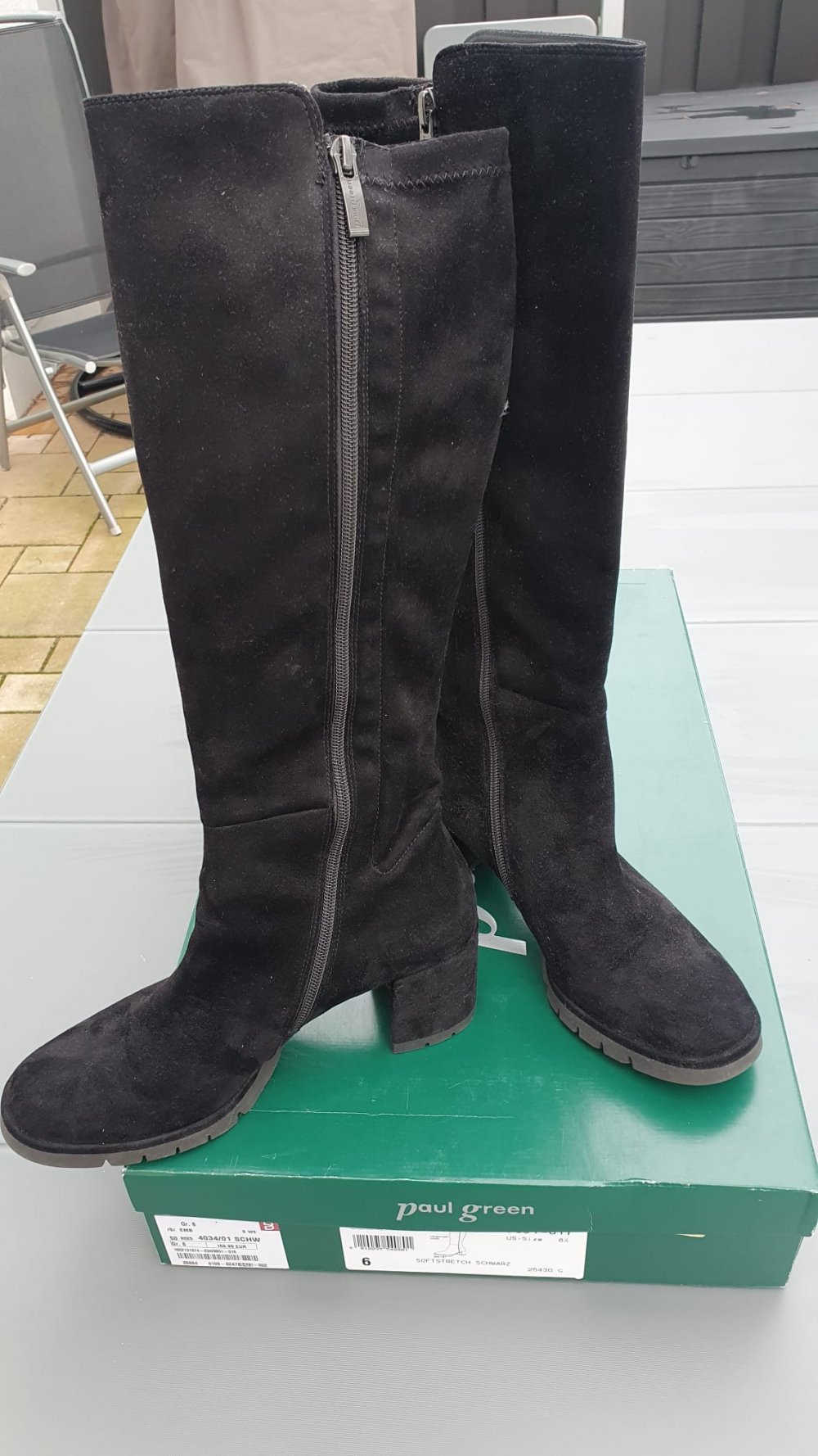 Schwarze Verloursleder Stiefel von Paul Green 