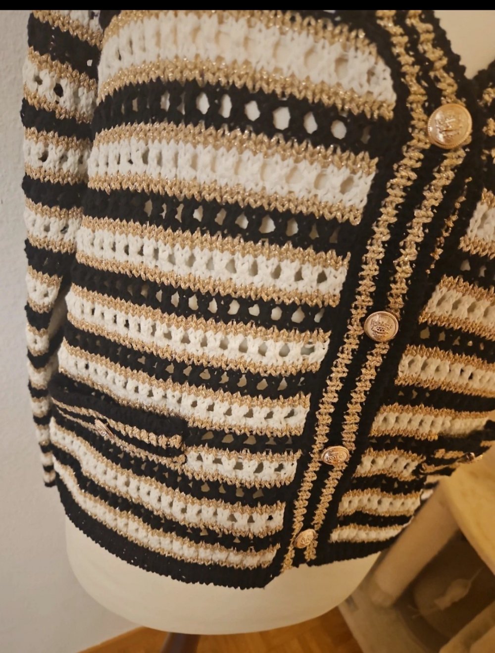 primark Cardigan schwarz weiss gold Gr M