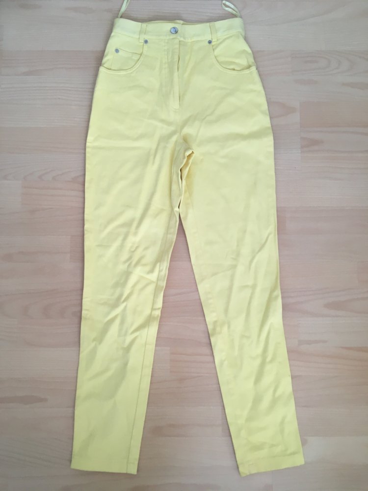 NEU - Apart Hose mit Ananas Stickerei + Glitzer, gelb silber grün - Gr. XS / 34