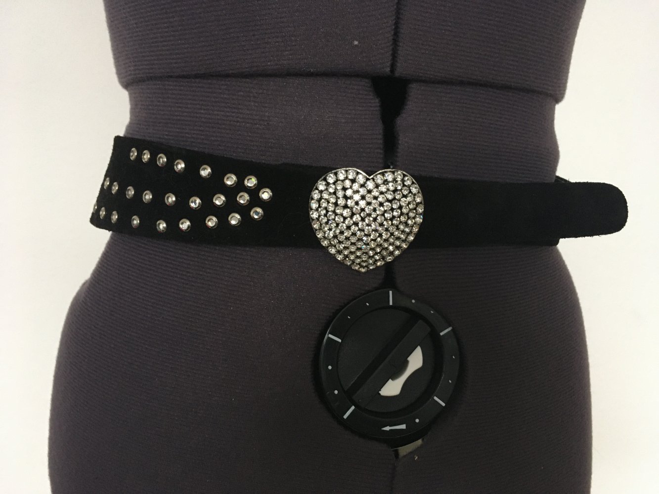 Gürtel mit Glitzer und Herz, schwarz silber