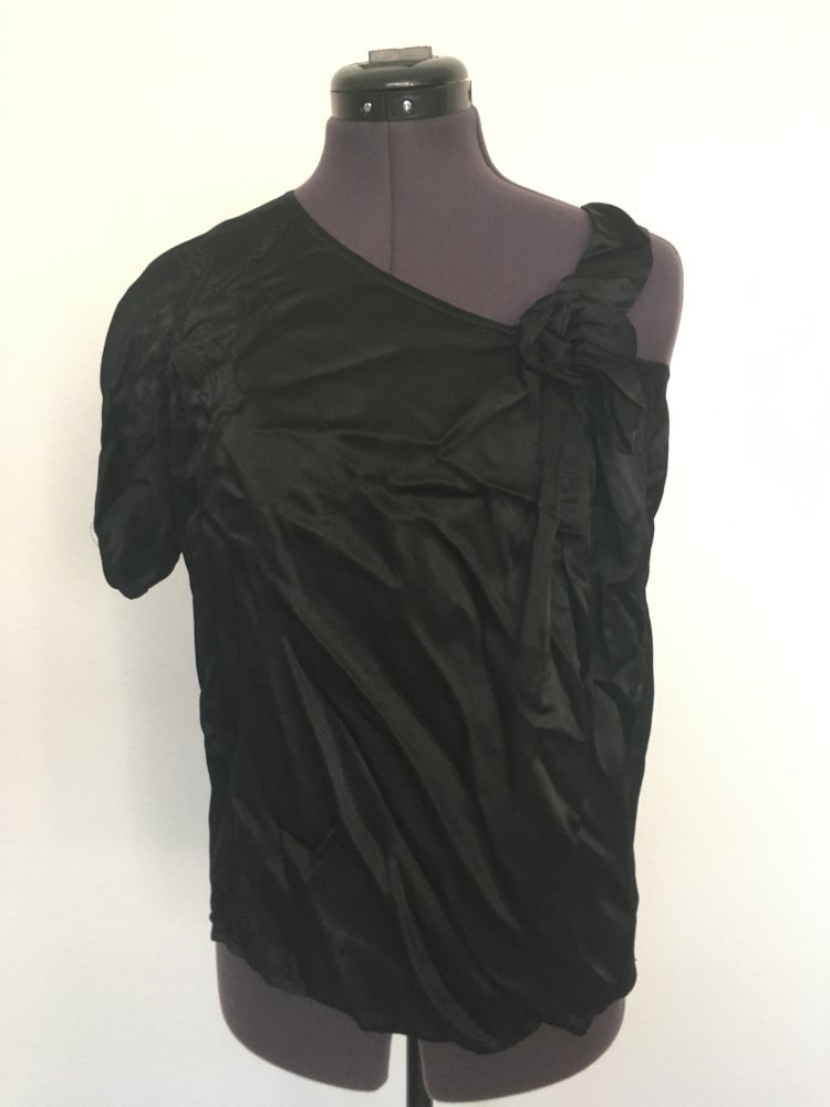 Fade Out T-Shirt mit Blumen Stickerei, dunkelblau - 100 % Viskose, Gr. M / 38