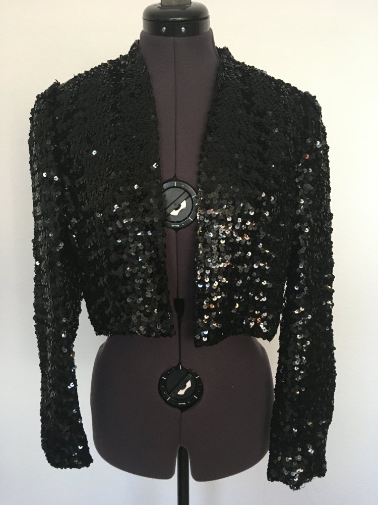 Vintage - Yvette Jacke / Bolero mit Pailletten, schwarz - Gr. M / 38