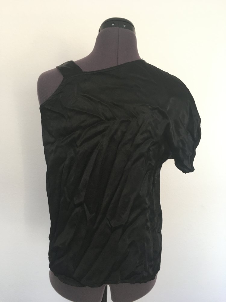 Fade Out T-Shirt mit Blumen Stickerei, dunkelblau - 100 % Viskose, Gr. M / 38