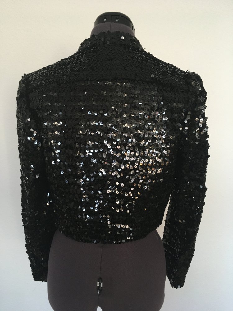 Vintage - Yvette Jacke / Bolero mit Pailletten, schwarz - Gr. M / 38