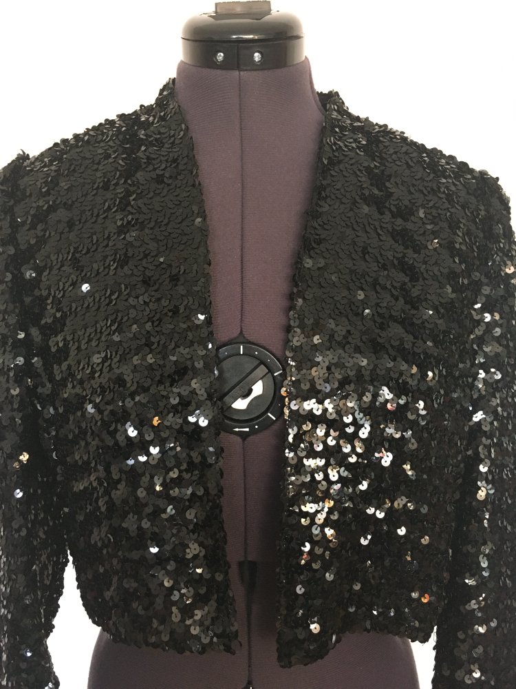 Vintage - Yvette Jacke / Bolero mit Pailletten, schwarz - Gr. M / 38