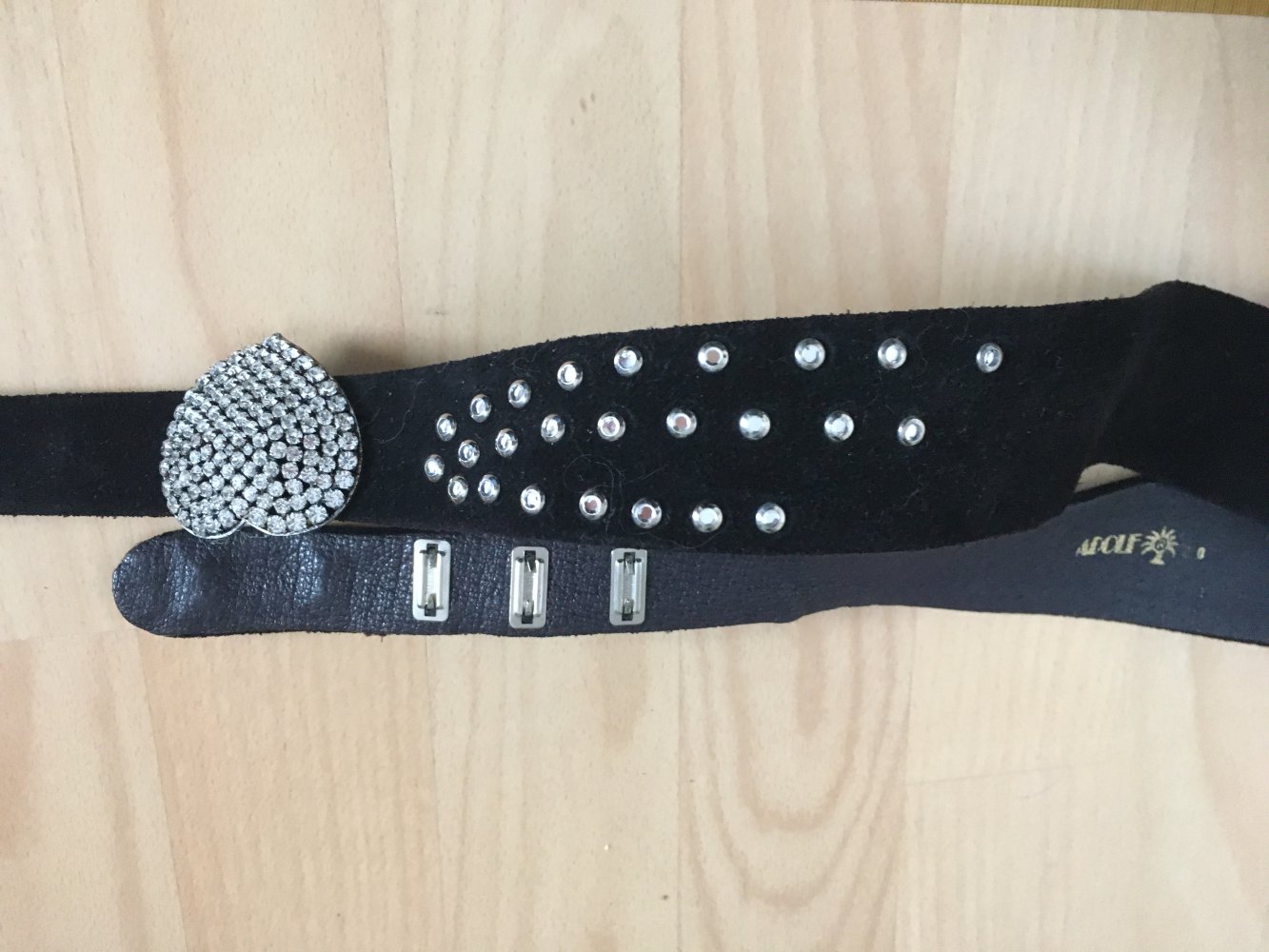 Gürtel mit Glitzer und Herz, schwarz silber