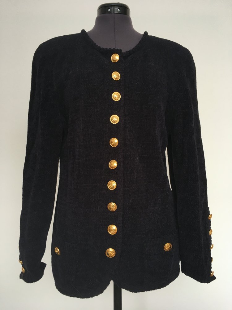 NEU - Antonia Zander elegante Jacke + Knöpfe, schwarz gold - Gr. 38 / M