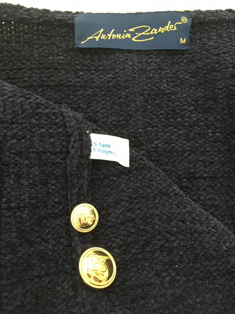 NEU - Antonia Zander elegante Jacke + Knöpfe, schwarz gold - Gr. 38 / M