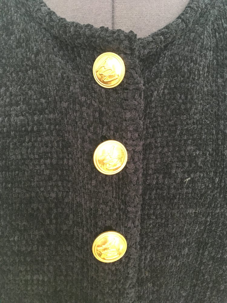 NEU - Antonia Zander elegante Jacke + Knöpfe, schwarz gold - Gr. 38 / M