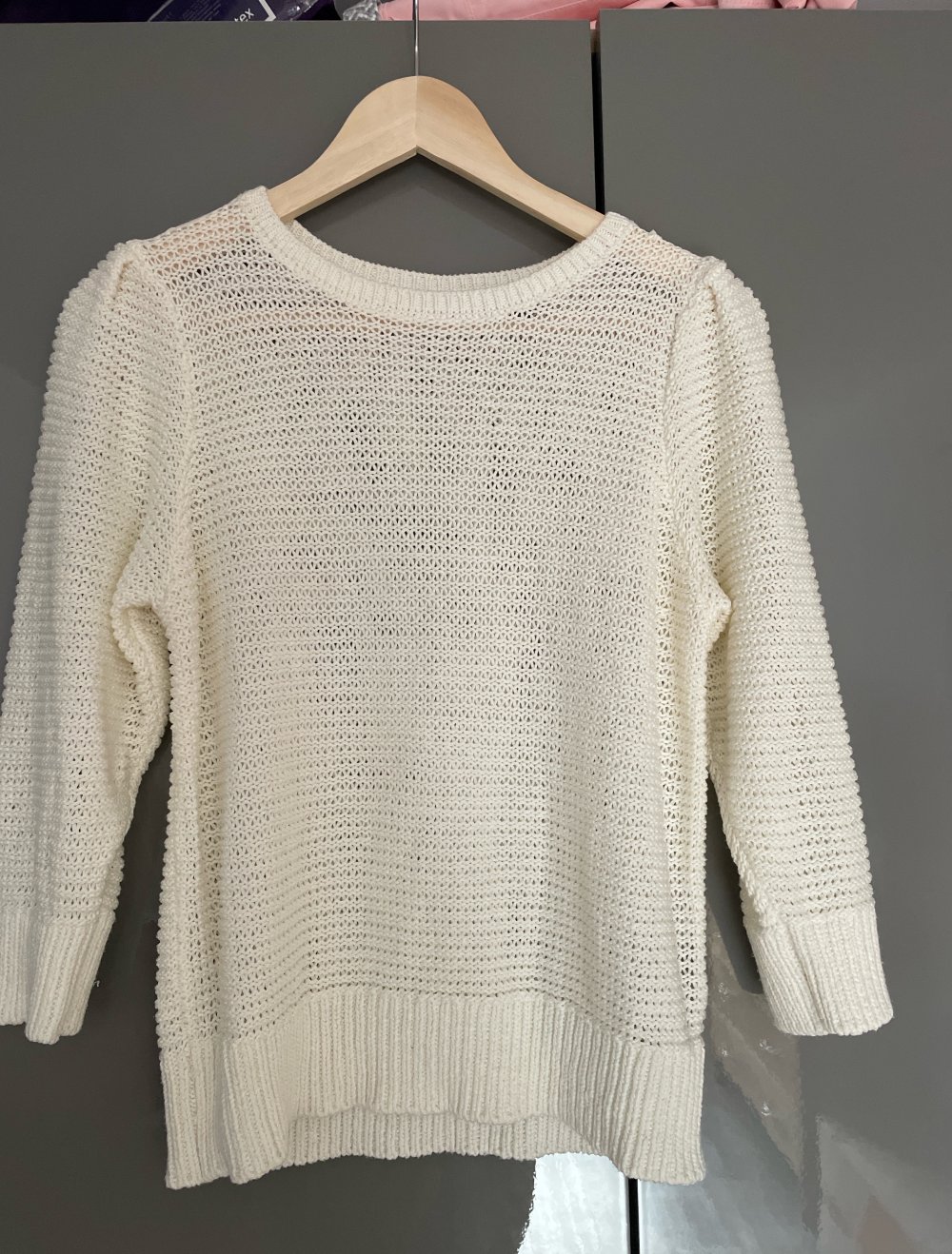 weißer Strickpullover Gr. M-L