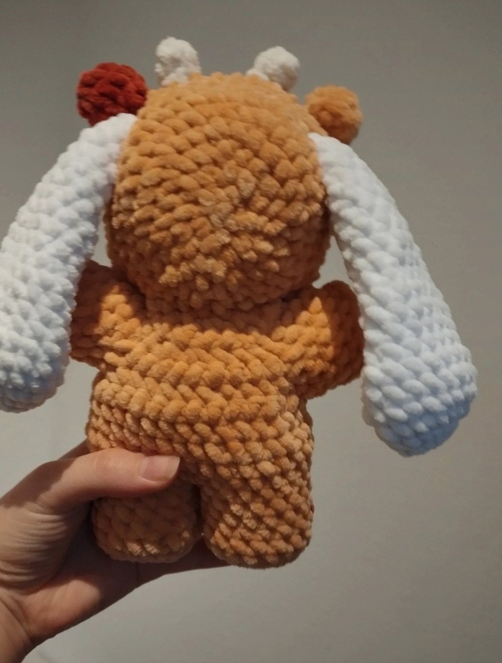 Hase Kuscheltier Kuh Kostüm Bunny in cow onesie selfmade gehäkelt Amigurumi