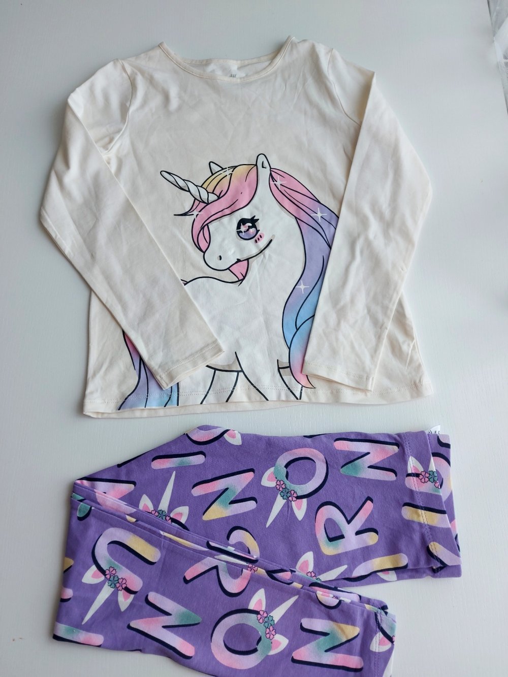 H&M Einchhorn Shirt, Leggins Gr.128