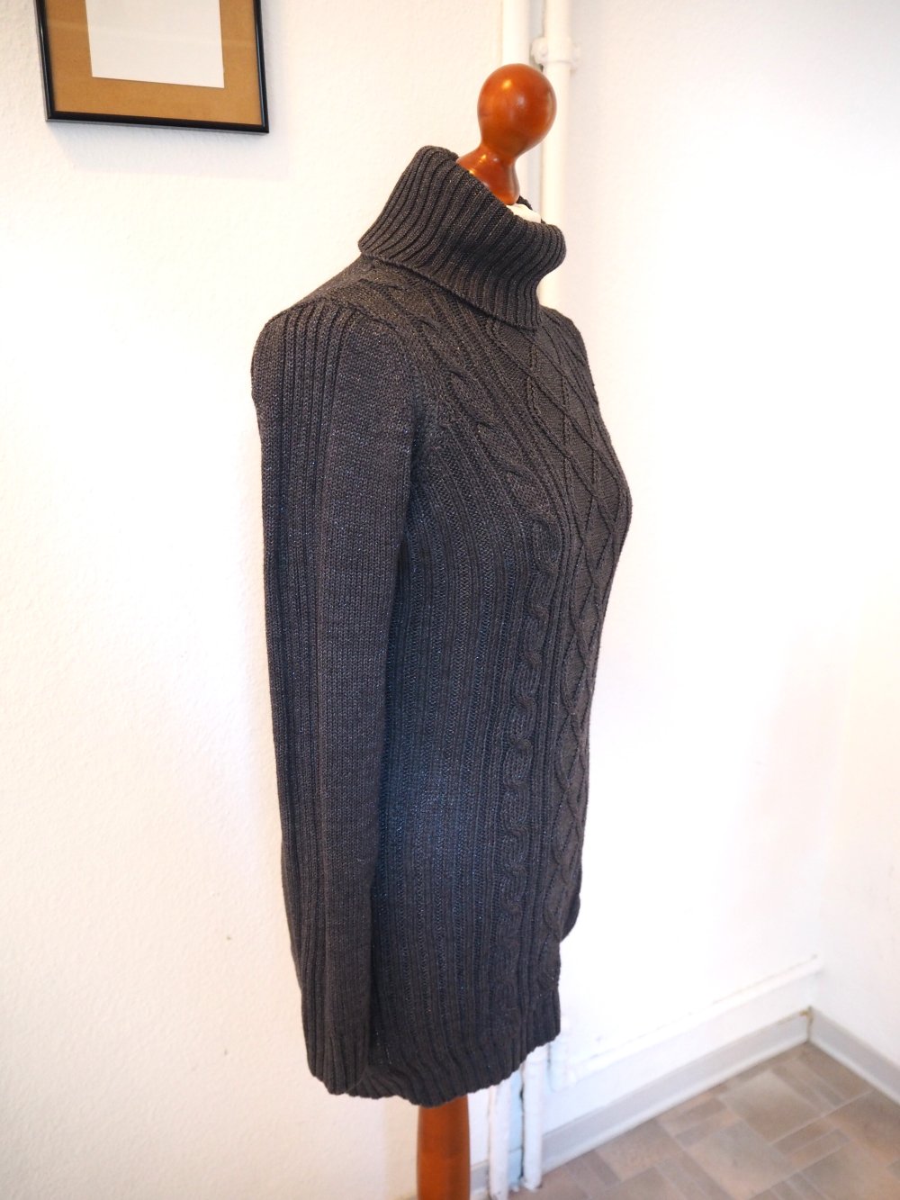 Longpullover/Pulloverkleid mit Zopfmuster