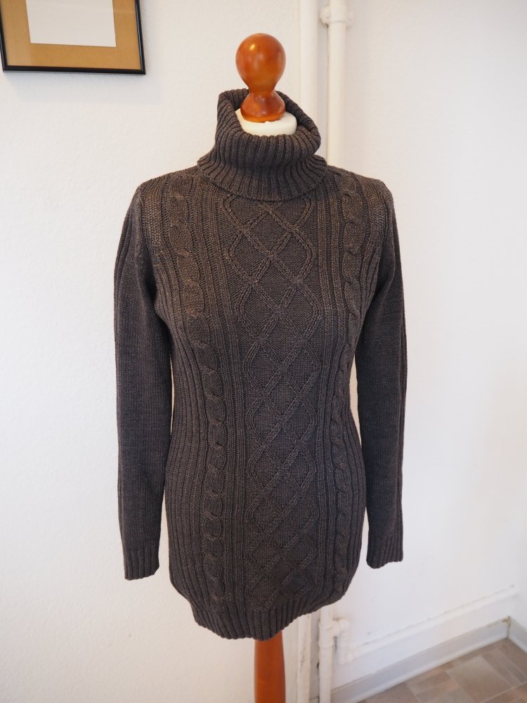 Longpullover/Pulloverkleid mit Zopfmuster