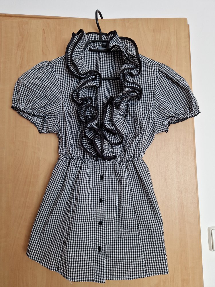 Rüschen Bluse schwarz weiß