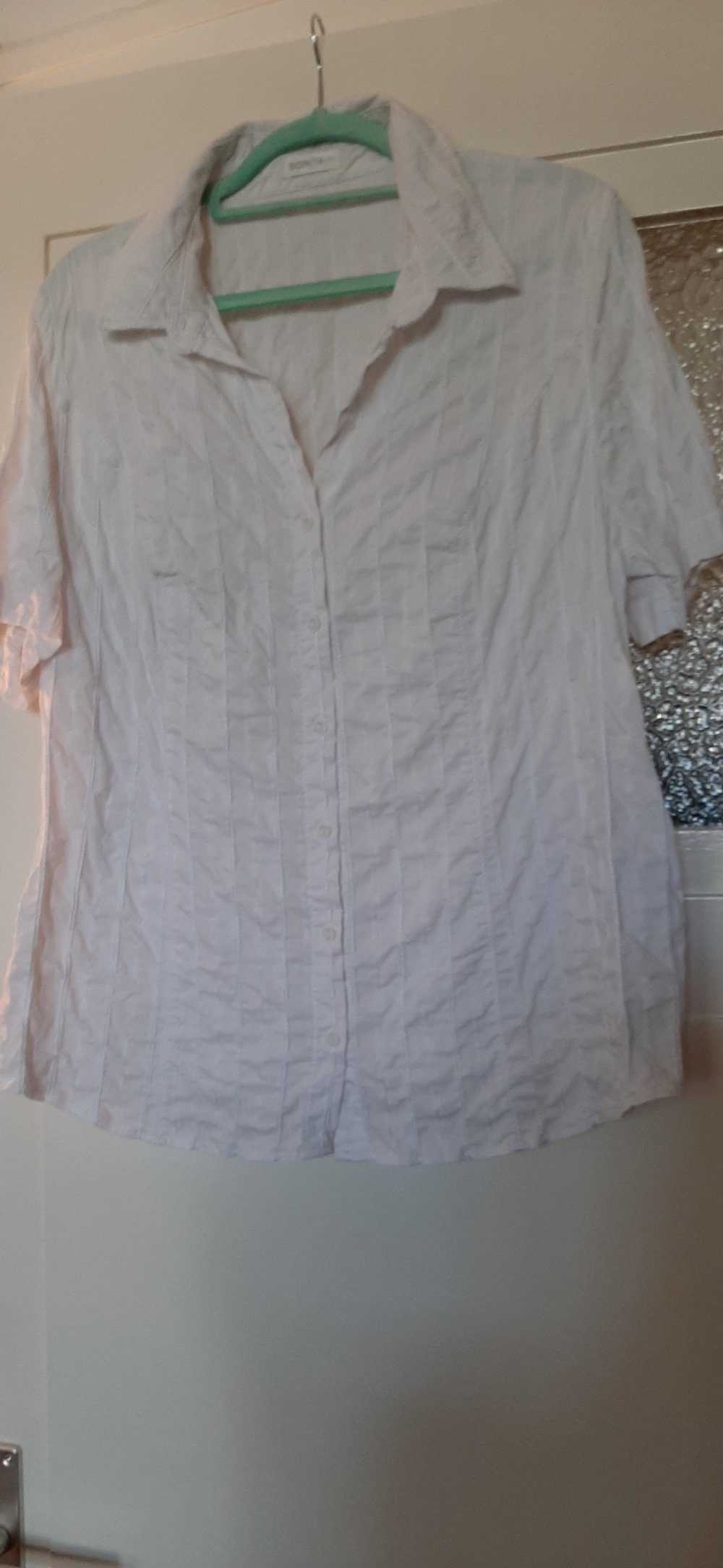 Bonita Bluse Blusenhemd weiß Stretch Elastan Streifen Halbarmbluse XL+ 42 44 leichte Sommerbluse