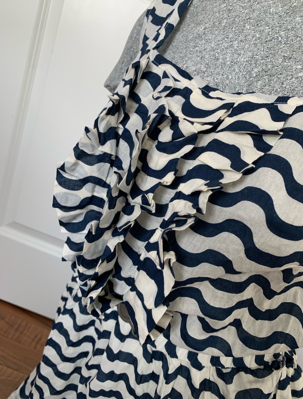 Blend Kleid Gr. 36 / S Sommerkleid Neu Blau Creme Gürtel