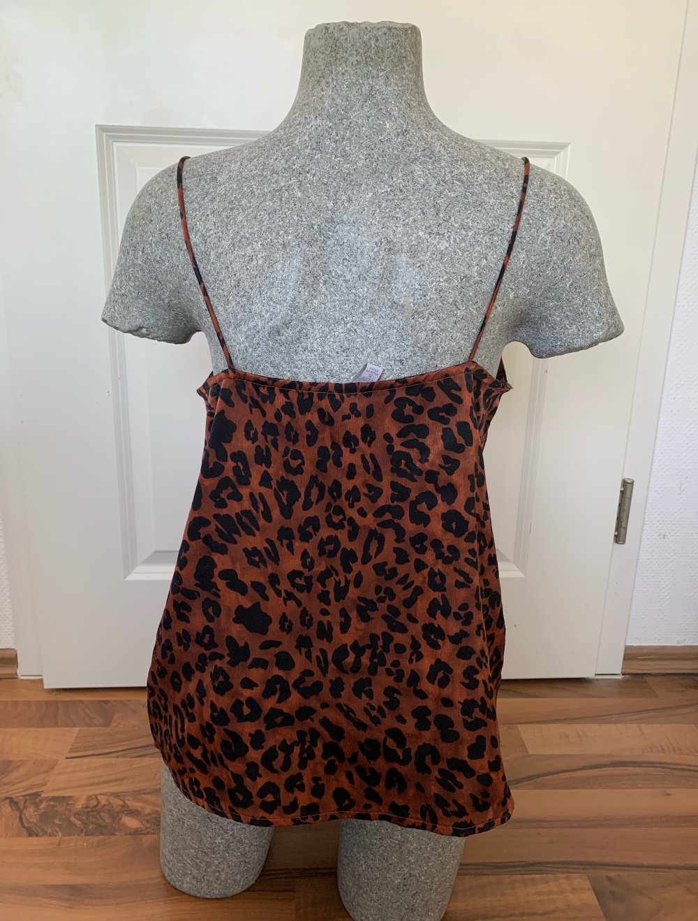Sommer Top S Animal Print Spitze Braun Schwarz