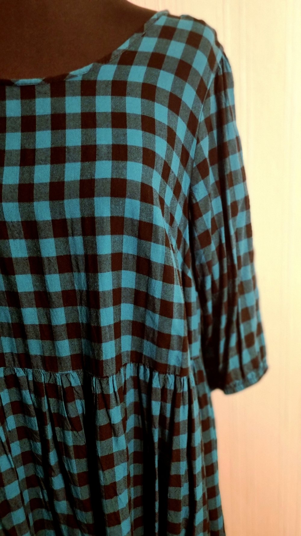 Kleid Mini 46 von Yours schwarz petrol kariert Vichykaro