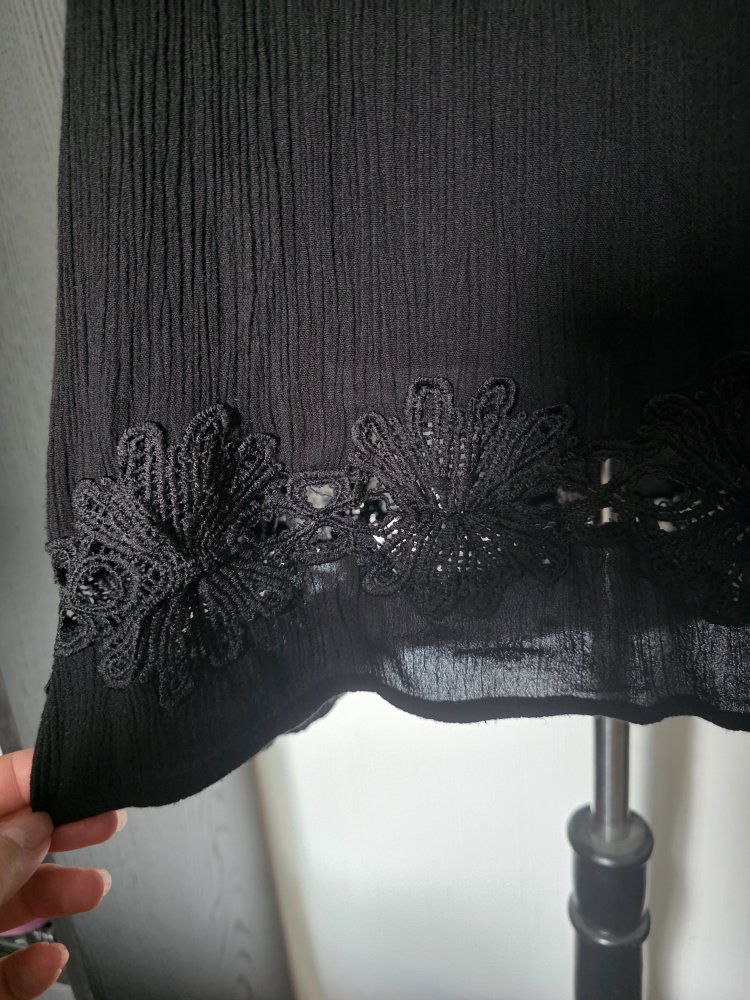 Off Shoulder Sommer Oberteil 46 UK20 schwarz River Island Plus Spitze